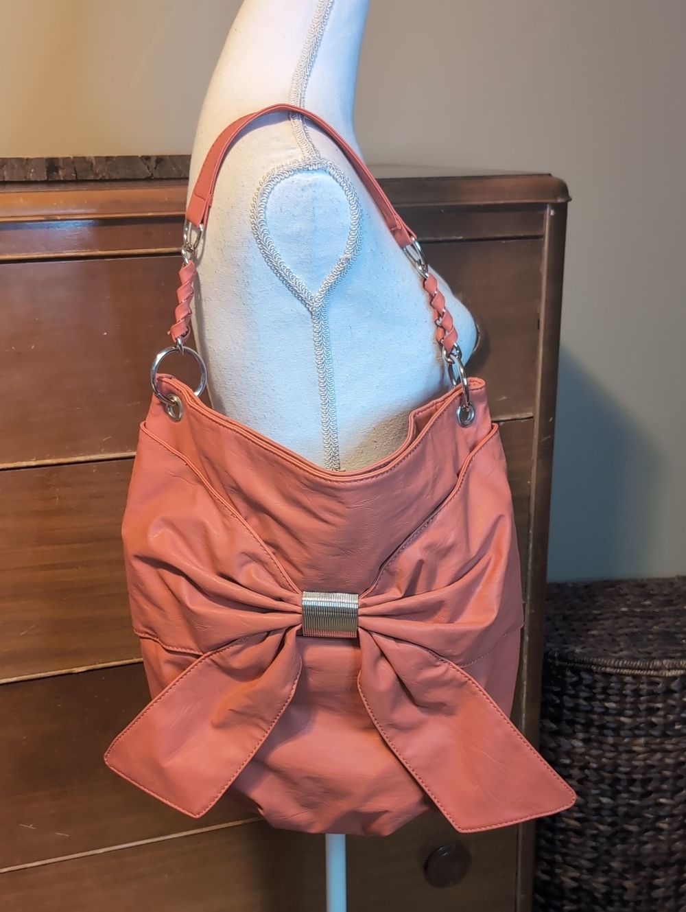 Bueno Brand Women's Coral Bow-Accent Hobo Bag NWOT
